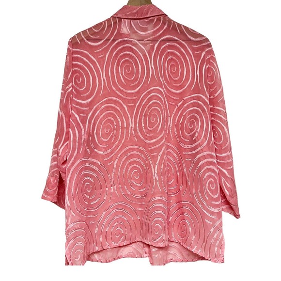 Alfred Dunner Woman Swirl Pattern Button Up Semi-Sheer Blouse Plus Size 18W - Picture 2 of 7